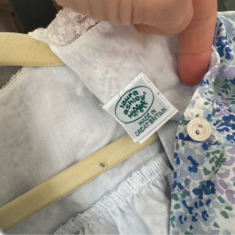 Vintage Laura Ashley dress set floral lace collar baby girl bloomers print puff - Picture 3 of 12